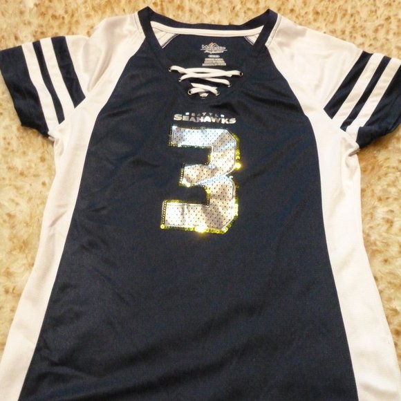 Seahawks FAn Fashion Majestic WILSON #3  Seattle WA  Laced Top M - Picture 2 of 7